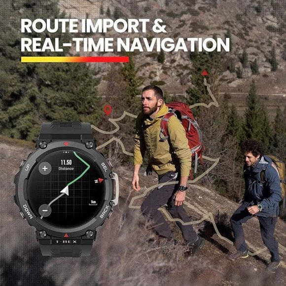 Amazfit T-Rex 2 Smart Watch for Men Dual Band Bluetooth GPS Outdoor Black - Picture 7 of 8